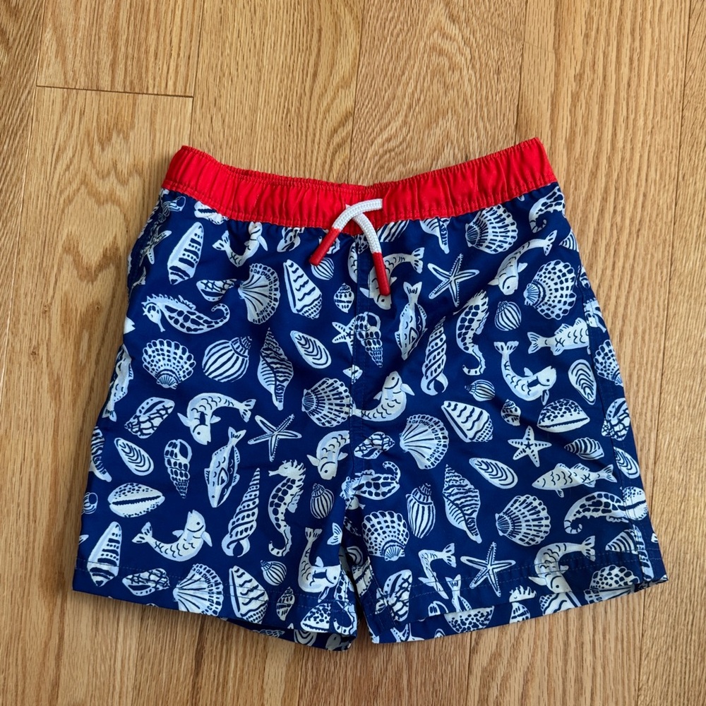 Mini Boden | Blue Seashell Kids Shorts 4-5